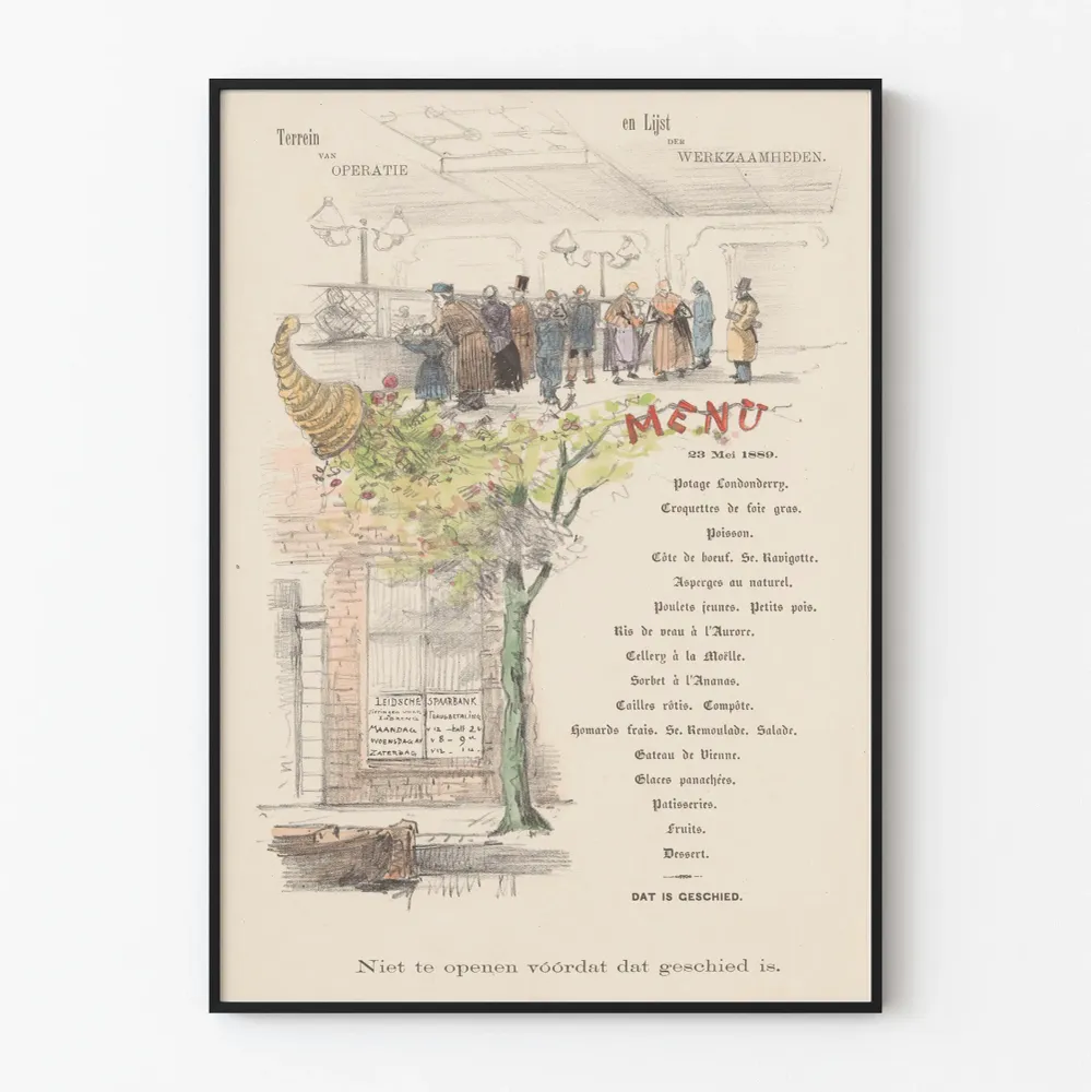 Juliste Menu Vintage 1889 Sisustustarra Seinälle