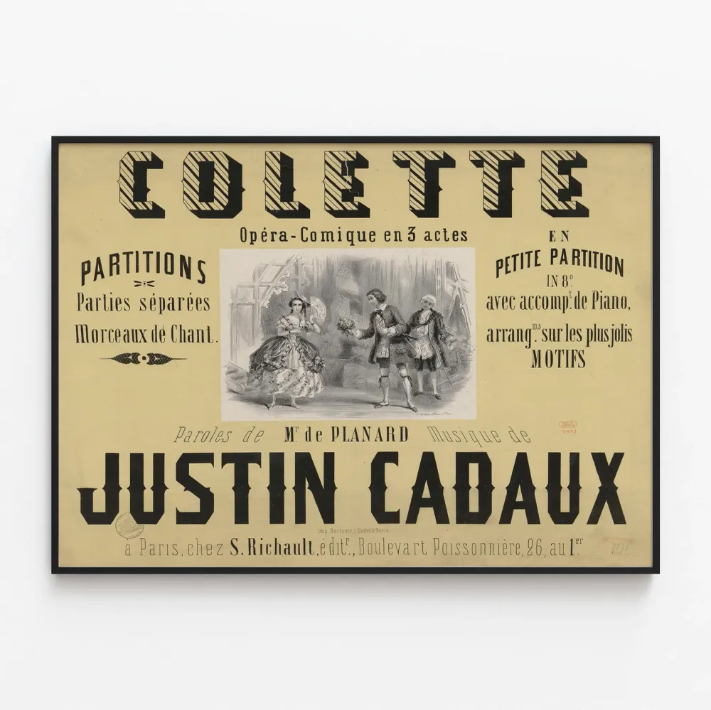 Juliste partituurista Colette operetti Justin Cadauxilta