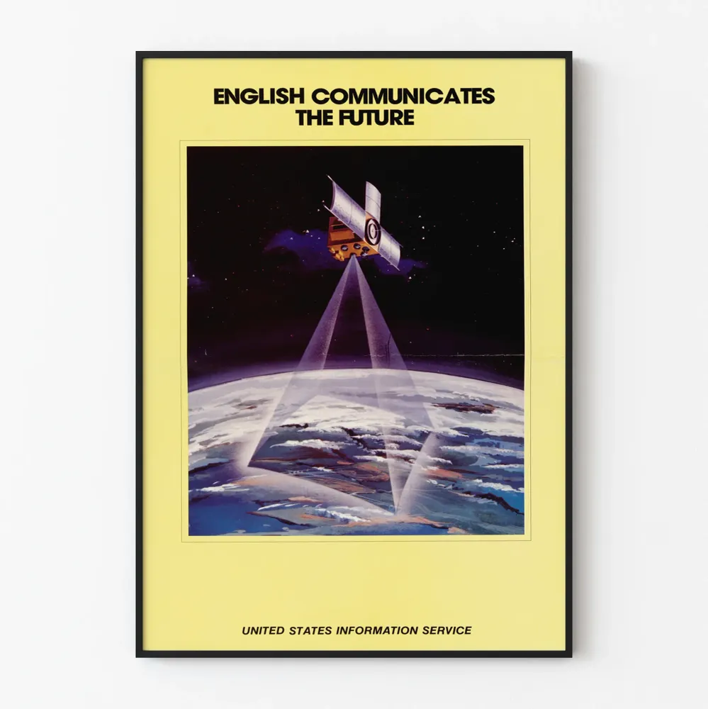 Juliste Satelliitti Vintage Englanti Kommunikoi Tulevaisuuden