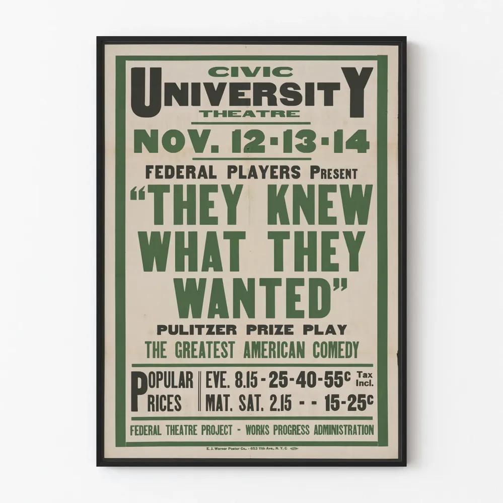 Juliste Teatteri Vintage They Knew What They Wanted
