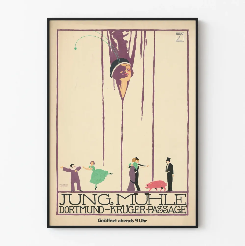 Jungmühle Dortmund Krüger Passage - Vintage Art déco - Seinäkäsittelyjuliste