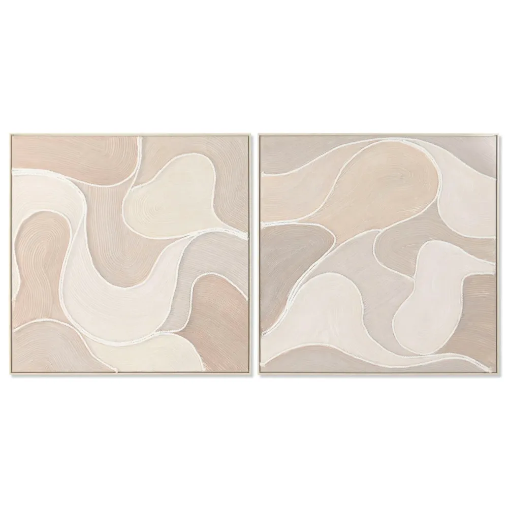 Kangas Home ESPRIT Beige Abstrakti Skandinaavinen 102 x 4,5 x 102 cm (2 osaa)