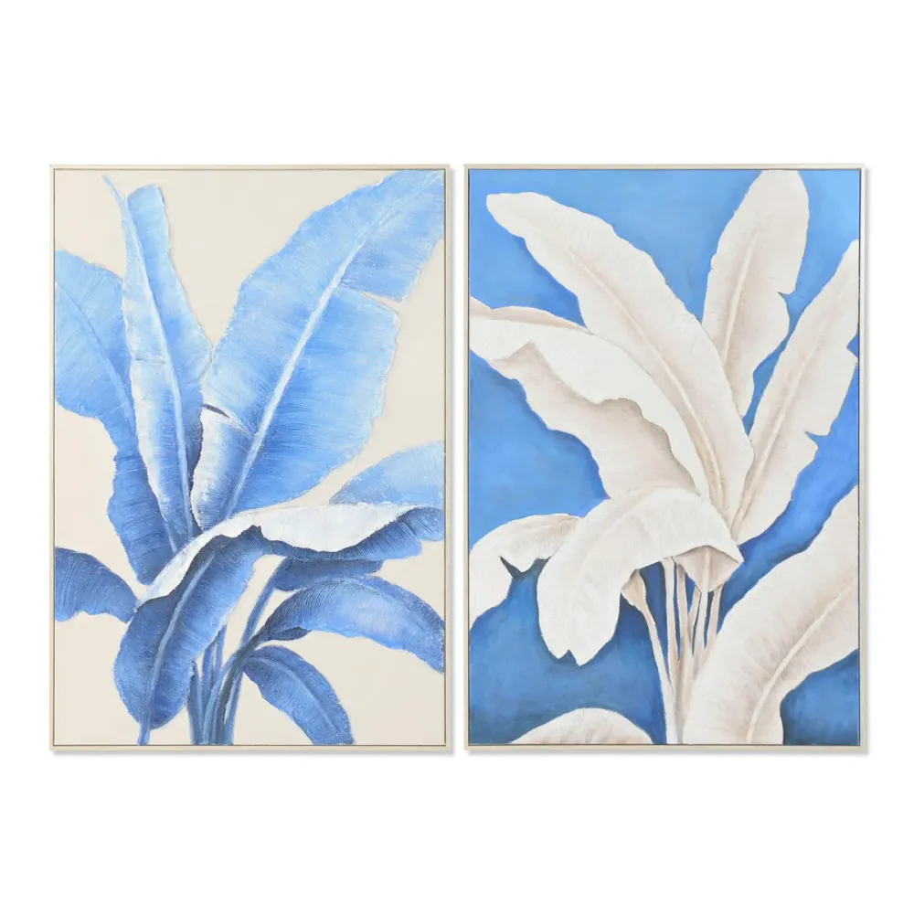 Kangas Home ESPRIT Sininen Valkoinen Levyt Trooppinen 82,5 x 4,5 x 122,5 cm (2 osaa)