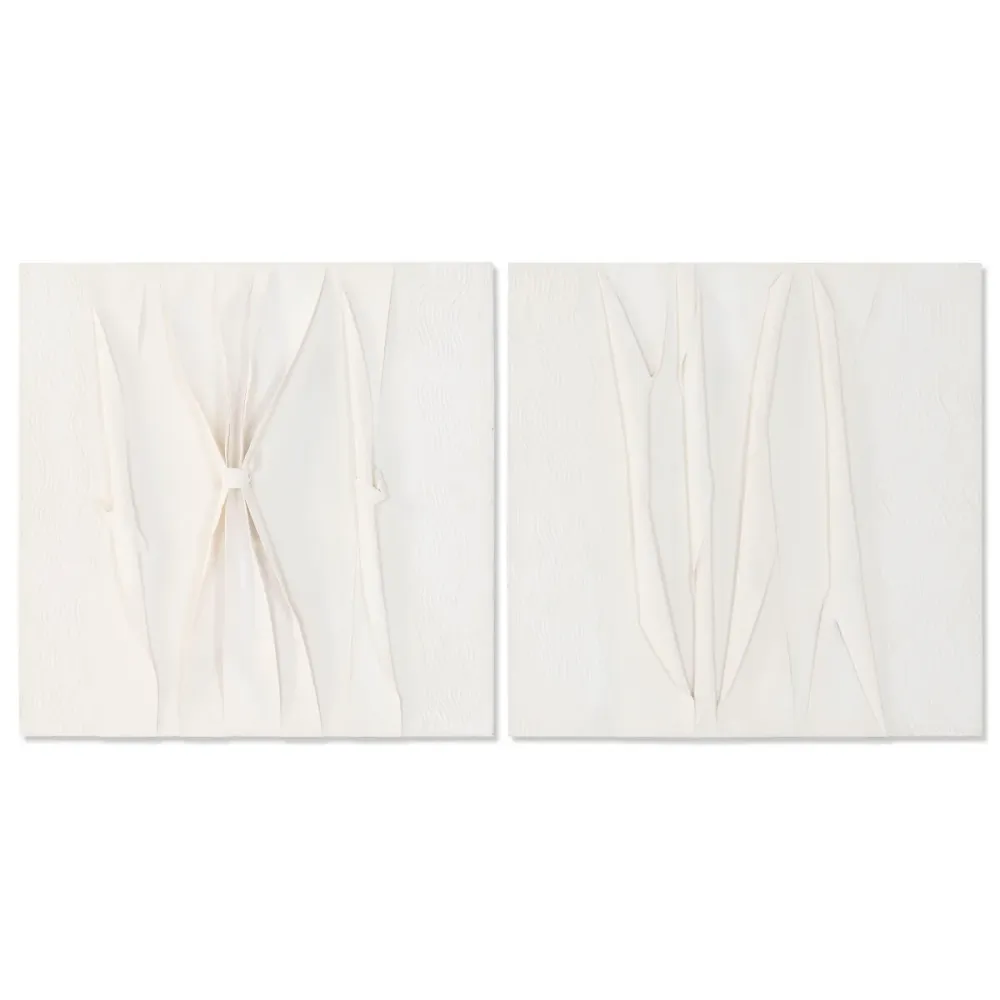 Kangas Home ESPRIT Valkoinen Abstrakti Skandinaavinen 60 x 3,5 x 60 cm (2 osaa)