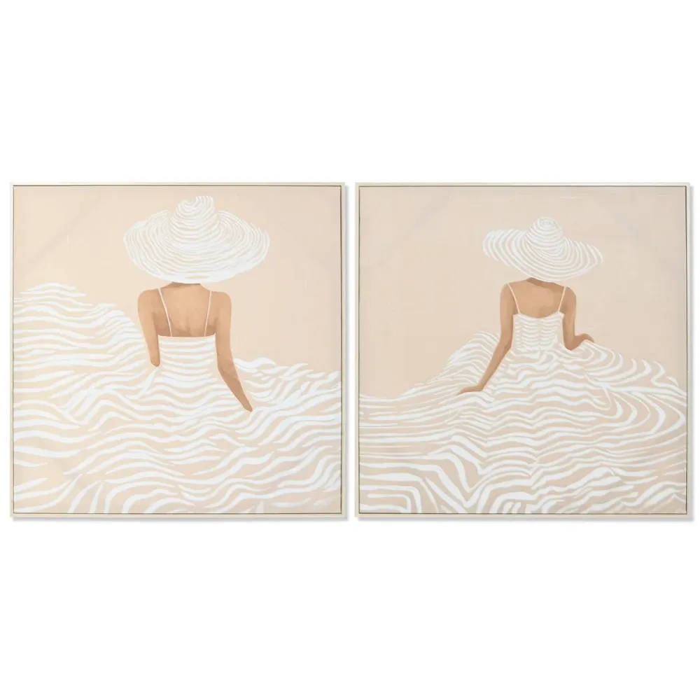 Kangas Home ESPRIT Valkoinen Beige Mekko Skandinaavinen 82,5 x 3,5 x 82,5 cm (2 osaa)