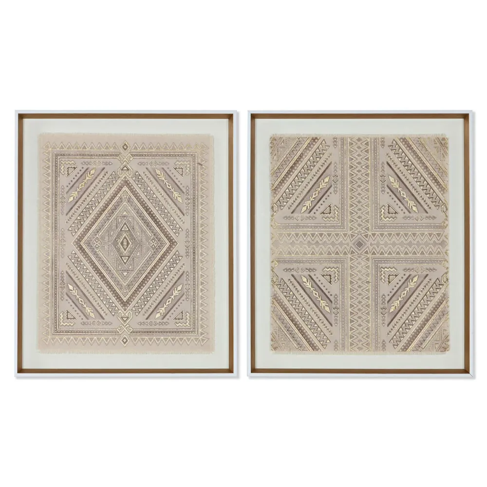 Kangas Home ESPRIT Valkoinen Luonnollinen Boho 50 x 3,8 x 60 cm (2 osaa)