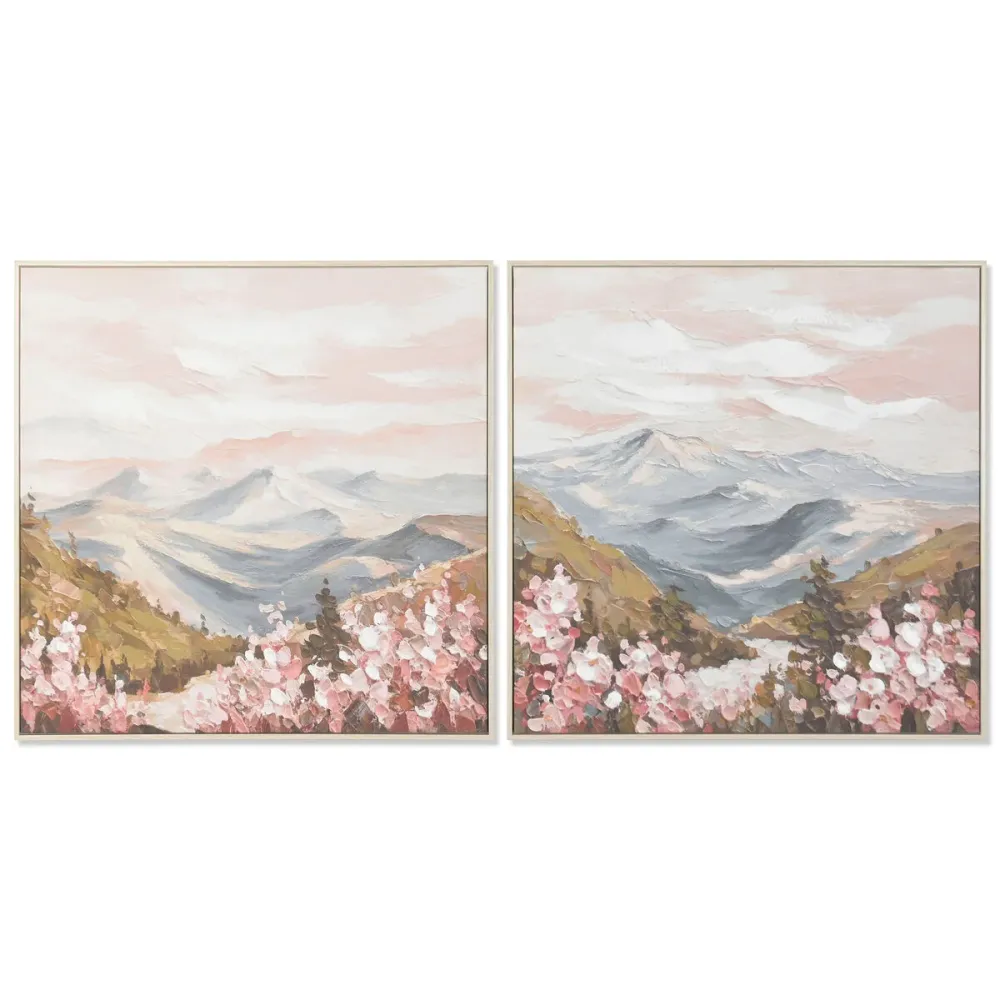 Kangas Home ESPRIT Valkoinen Pinkki Vuori 80 x 3,5 x 80 cm (2 osaa)