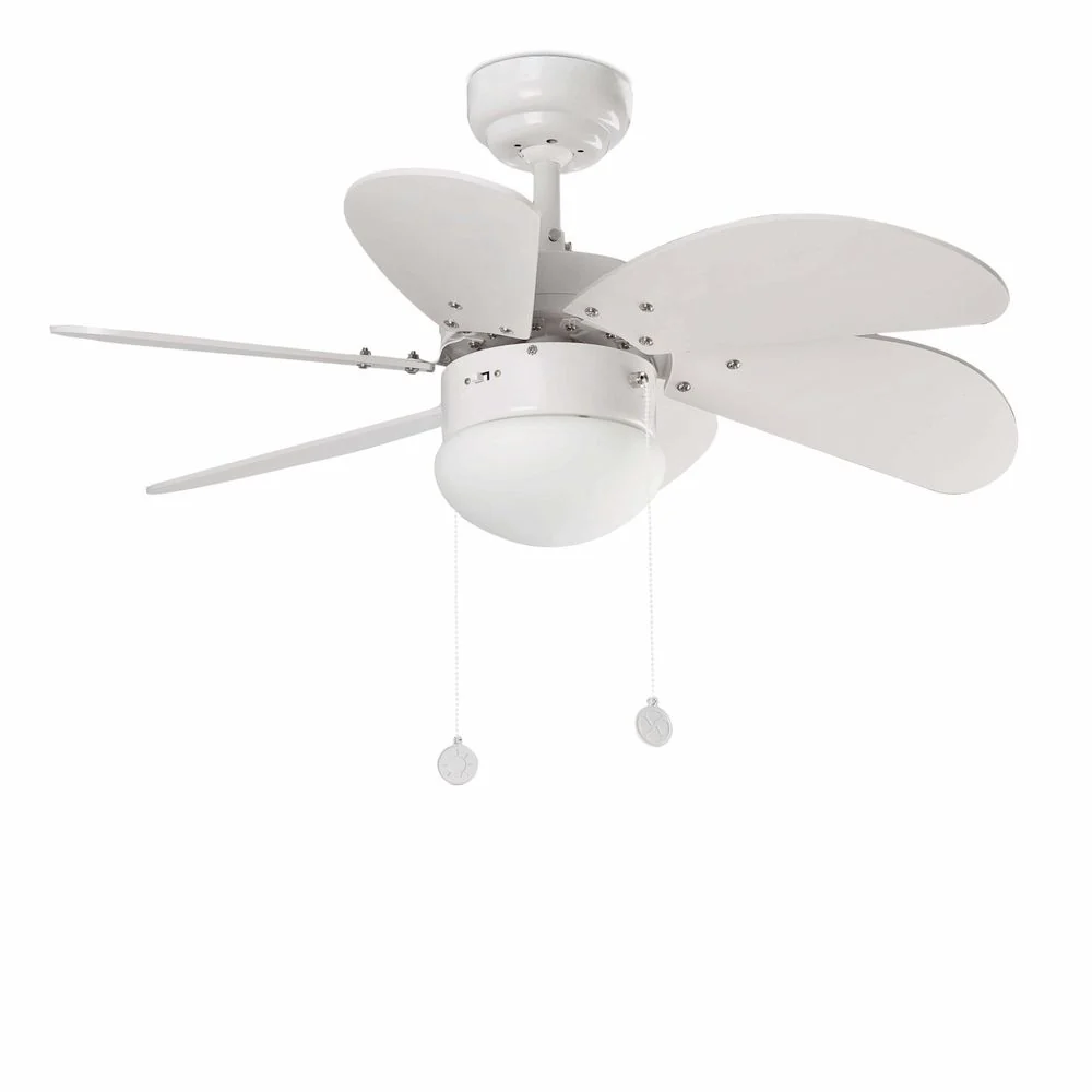 Kattotuuletin palao Ø 82cm 6 siipi E14 valkoinen