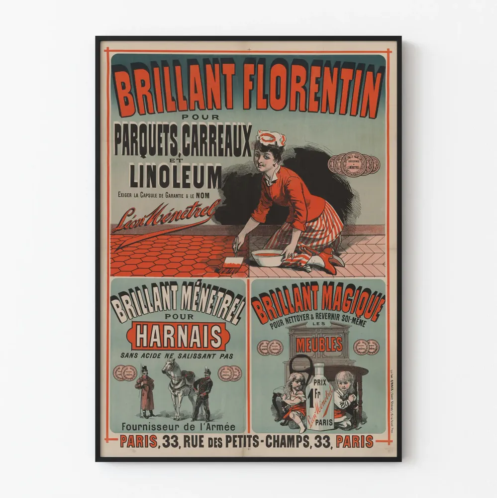 Kiiltävä Florentin juliste parketille, laattoihin ja linoleumille - Vintage- koriste Léon Ménétrel