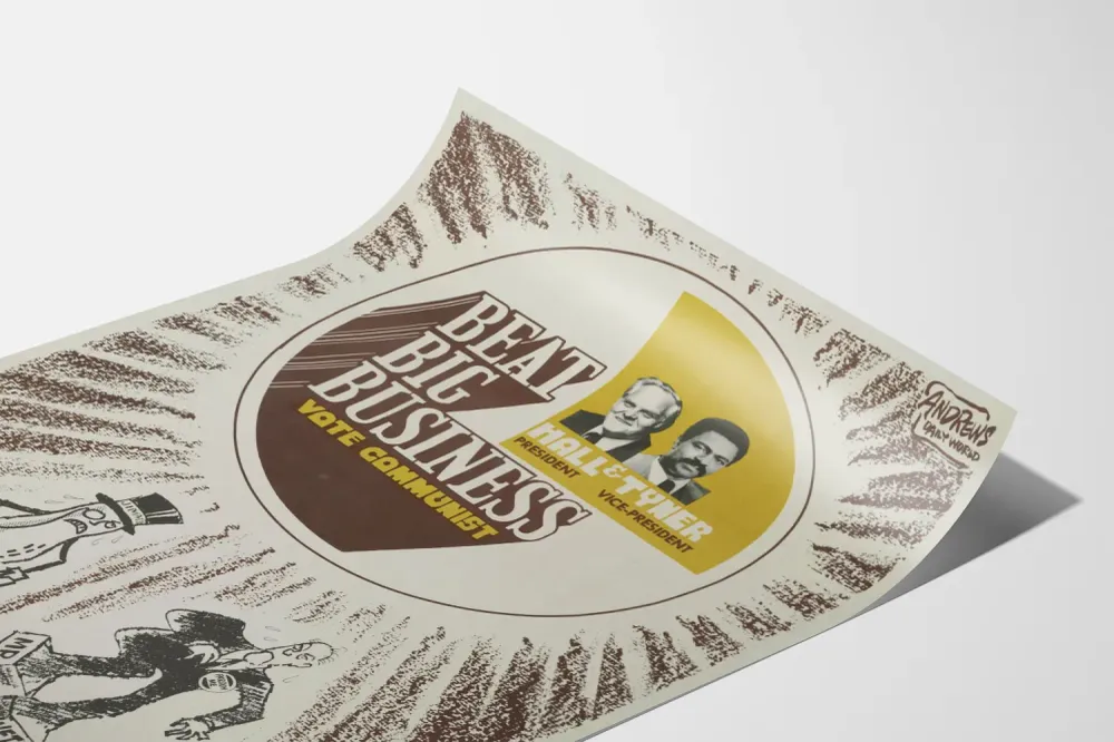 Kommunistinen kampanjajuliste "Beat Big Business" Hall & Tyner