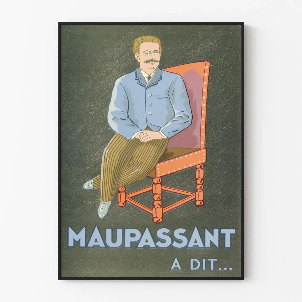 Koristeellinen muotokuva juliste Maupassant vintage