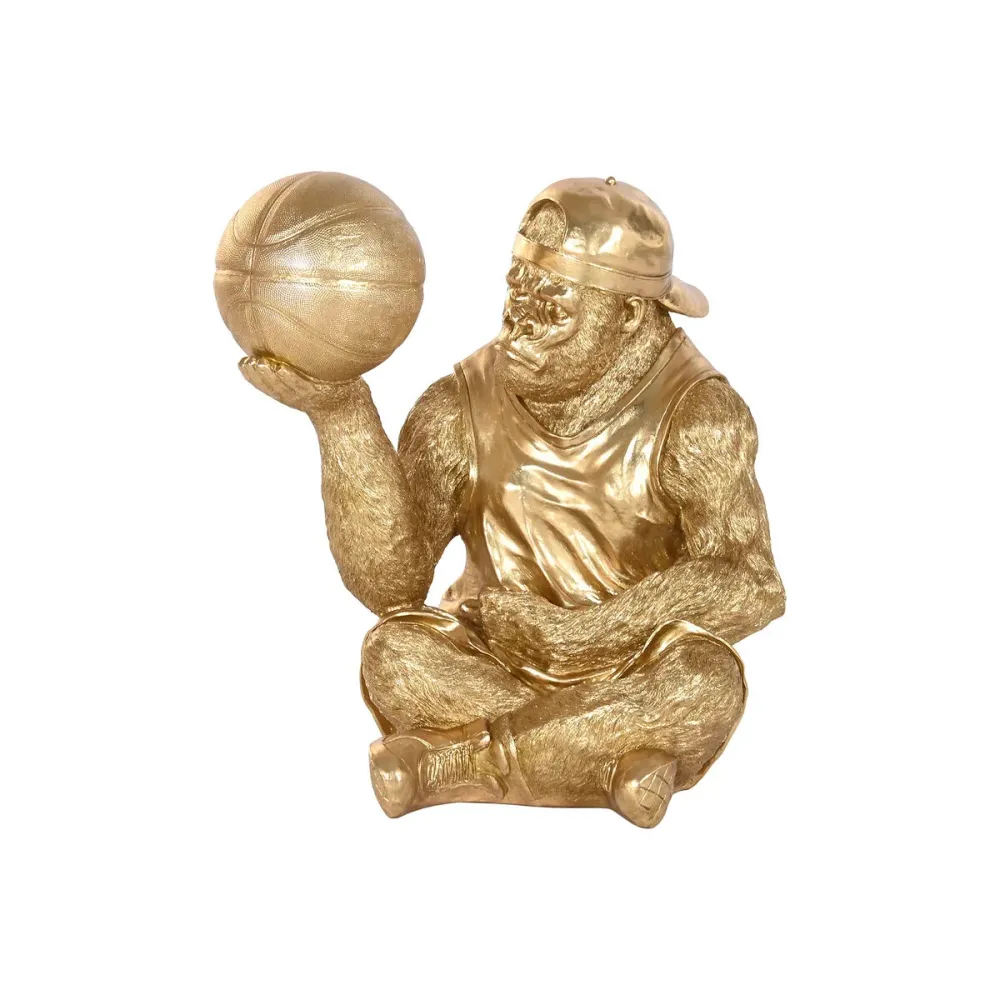 Koristehahmo Home ESPRIT Kullattu Gorilla 54 X 46 X 60,5 CM