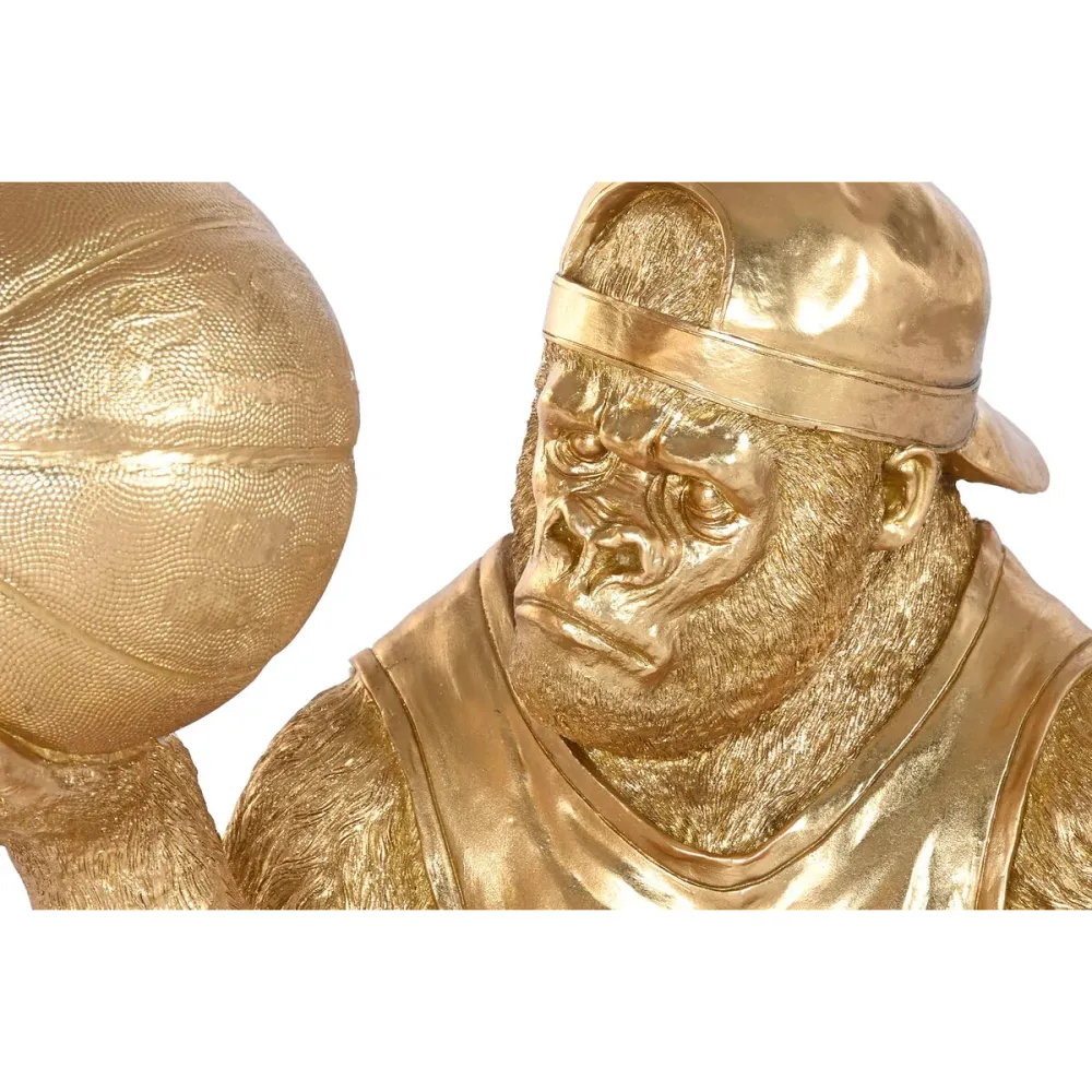 Koristehahmo Home ESPRIT Kullattu Gorilla 54 X 46 X 60,5 CM
