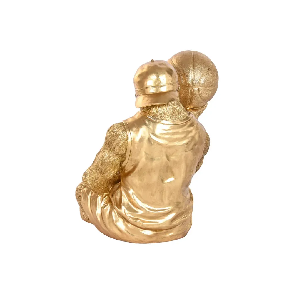 Koristehahmo Home ESPRIT Kullattu Gorilla 54 X 46 X 60,5 CM