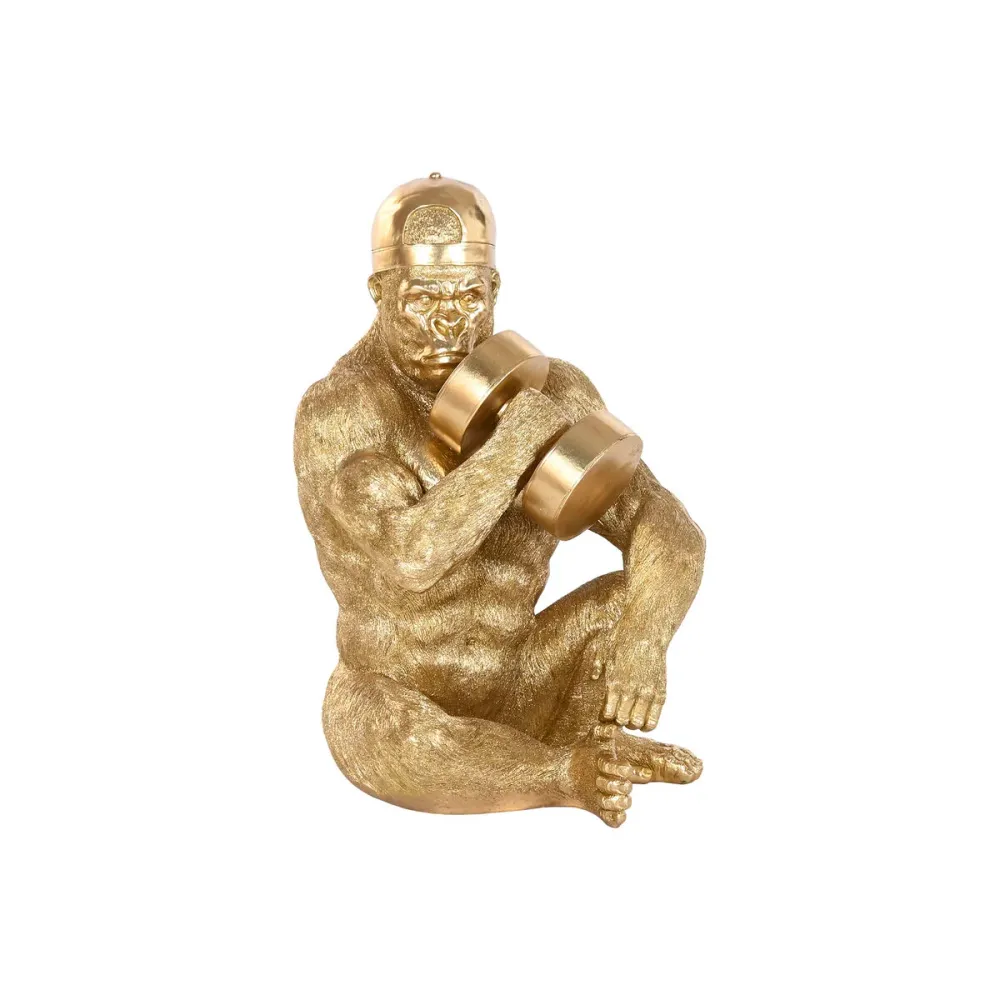 Koristehahmo Home ESPRIT Kullattu Gorilla 44 X 38 X 61,5 CM