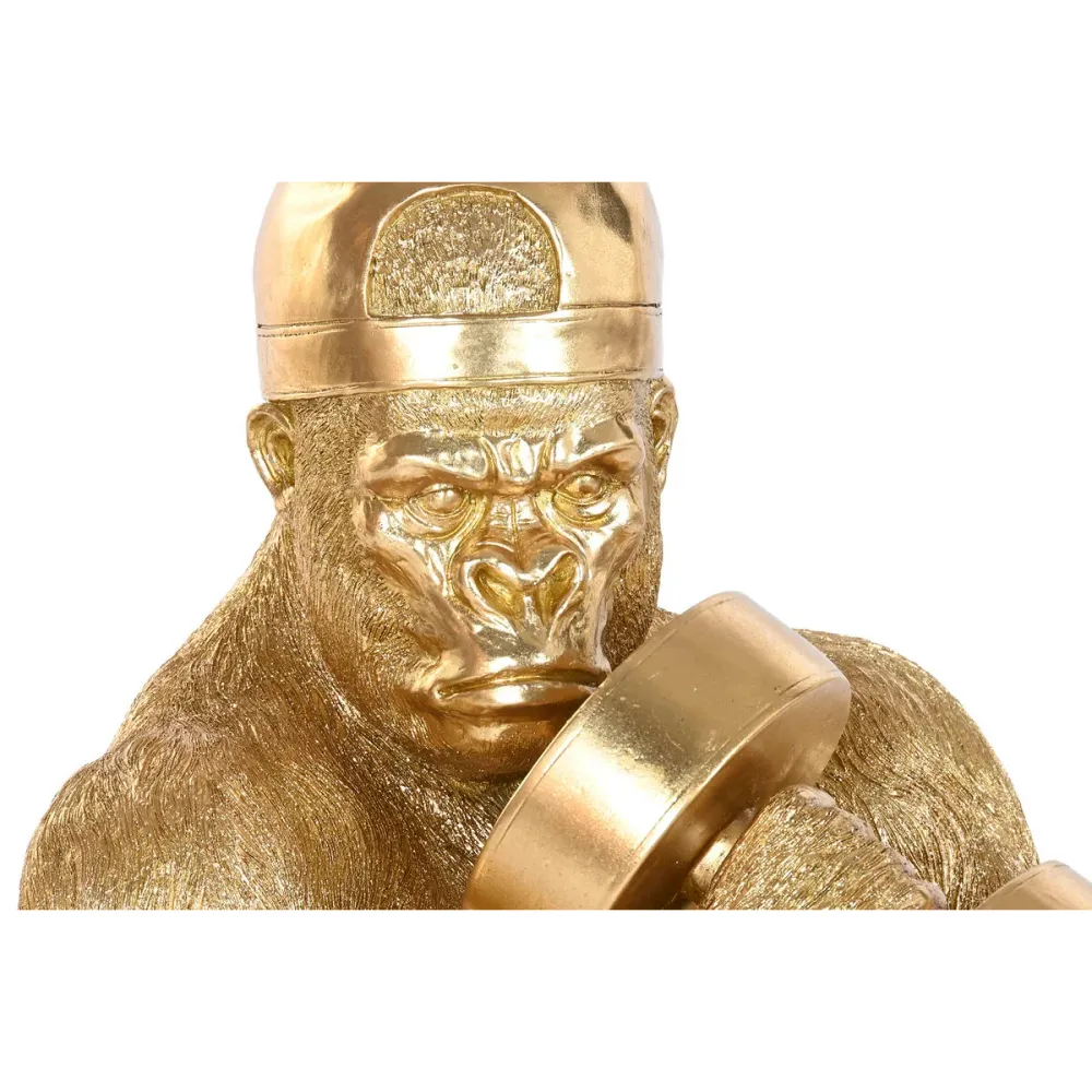 Koristehahmo Home ESPRIT Kullattu Gorilla 44 X 38 X 61,5 CM