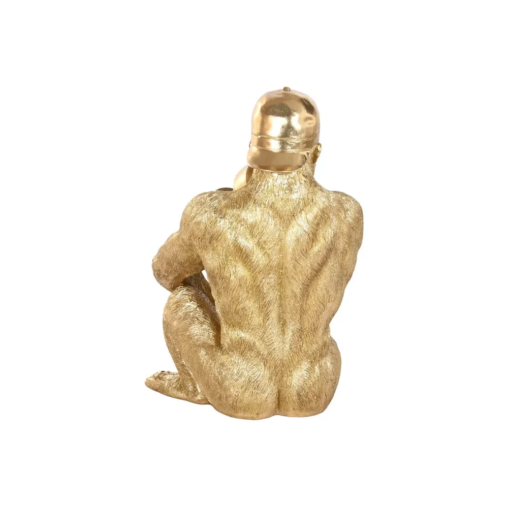 Koristehahmo Home ESPRIT Kullattu Gorilla 44 X 38 X 61,5 CM