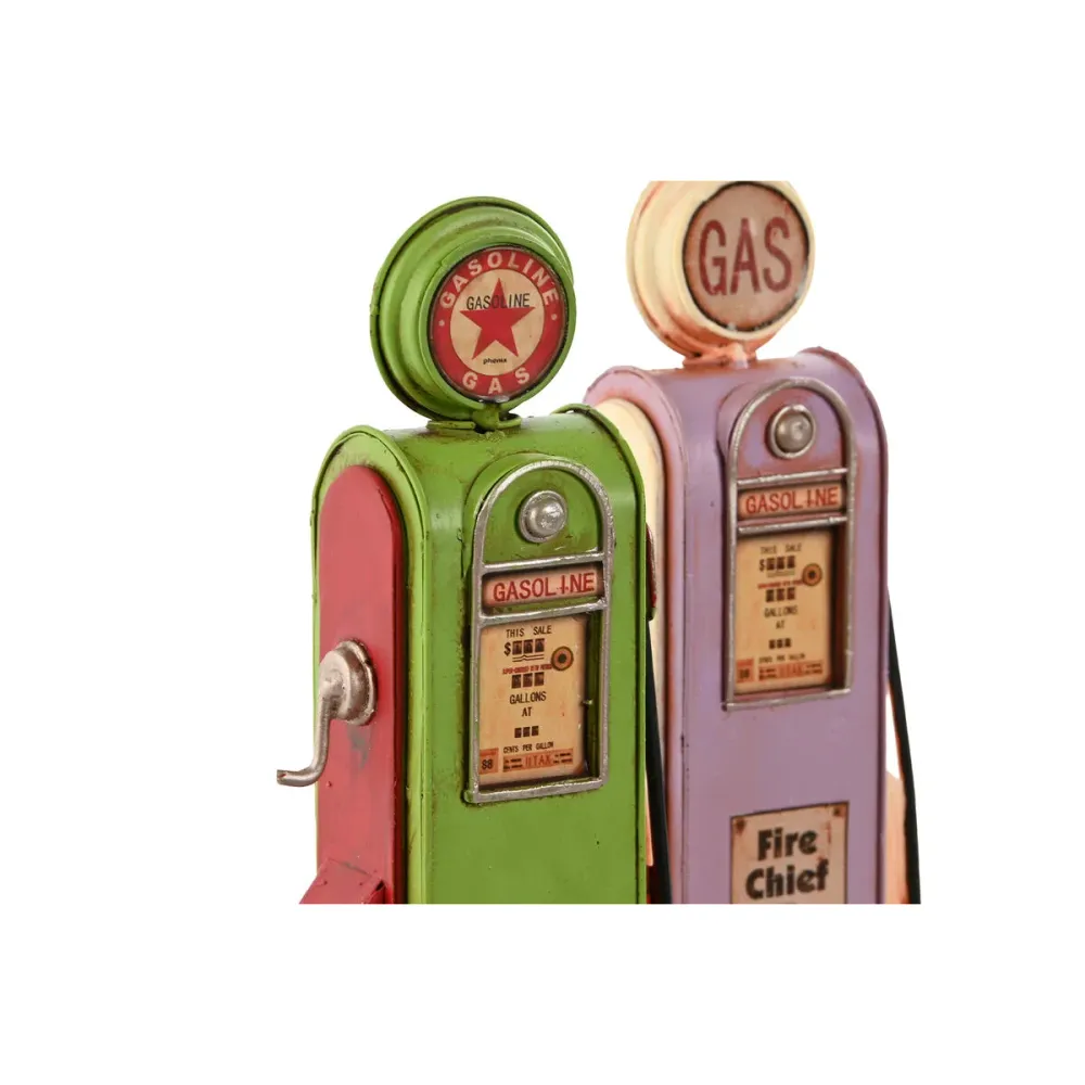 Koristehahmo Home ESPRIT Magenta Pistaasi Vintage gasolinera 7 x 4 x 17 cm (2 osaa)