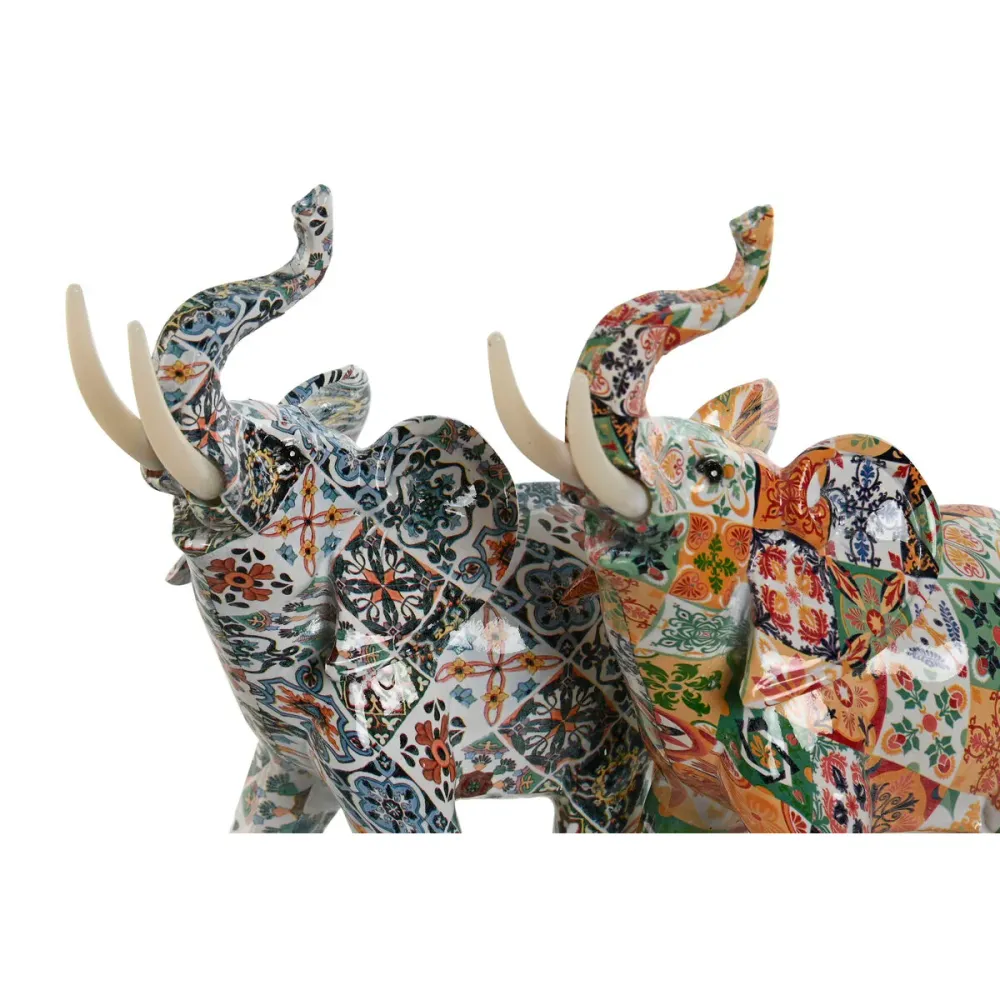 Koristehahmo Home ESPRIT Monivärinen Norsu Välimeren 16 x 7 x 17 cm (2 osaa)
