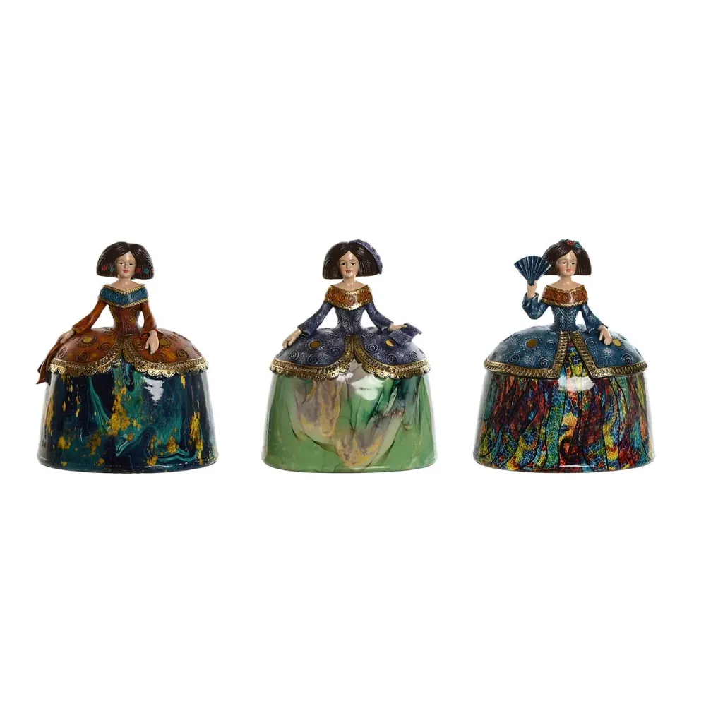 Koristehahmo Home ESPRIT Monivärinen Romanttinen 21,5 x 15,5 x 25,5 cm (3 osaa)