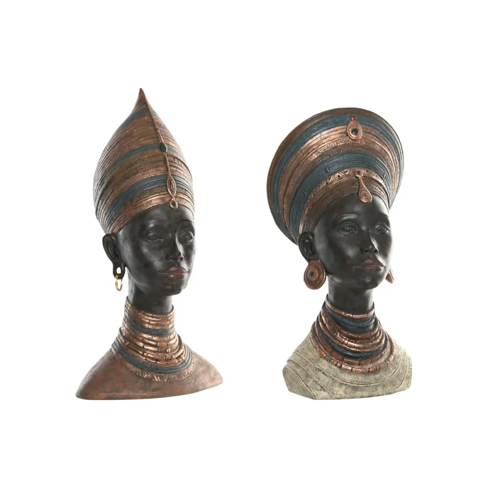 Koristehahmo Home ESPRIT Ruskea Afrikkalainen nainen 30 x 20 x 53 cm (2 osaa)