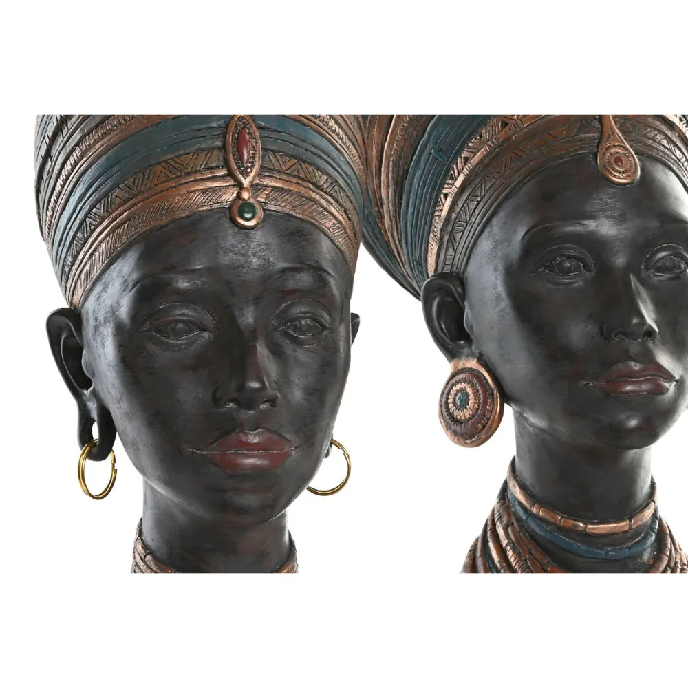 Koristehahmo Home ESPRIT Ruskea Afrikkalainen nainen 30 x 20 x 53 cm (2 osaa)