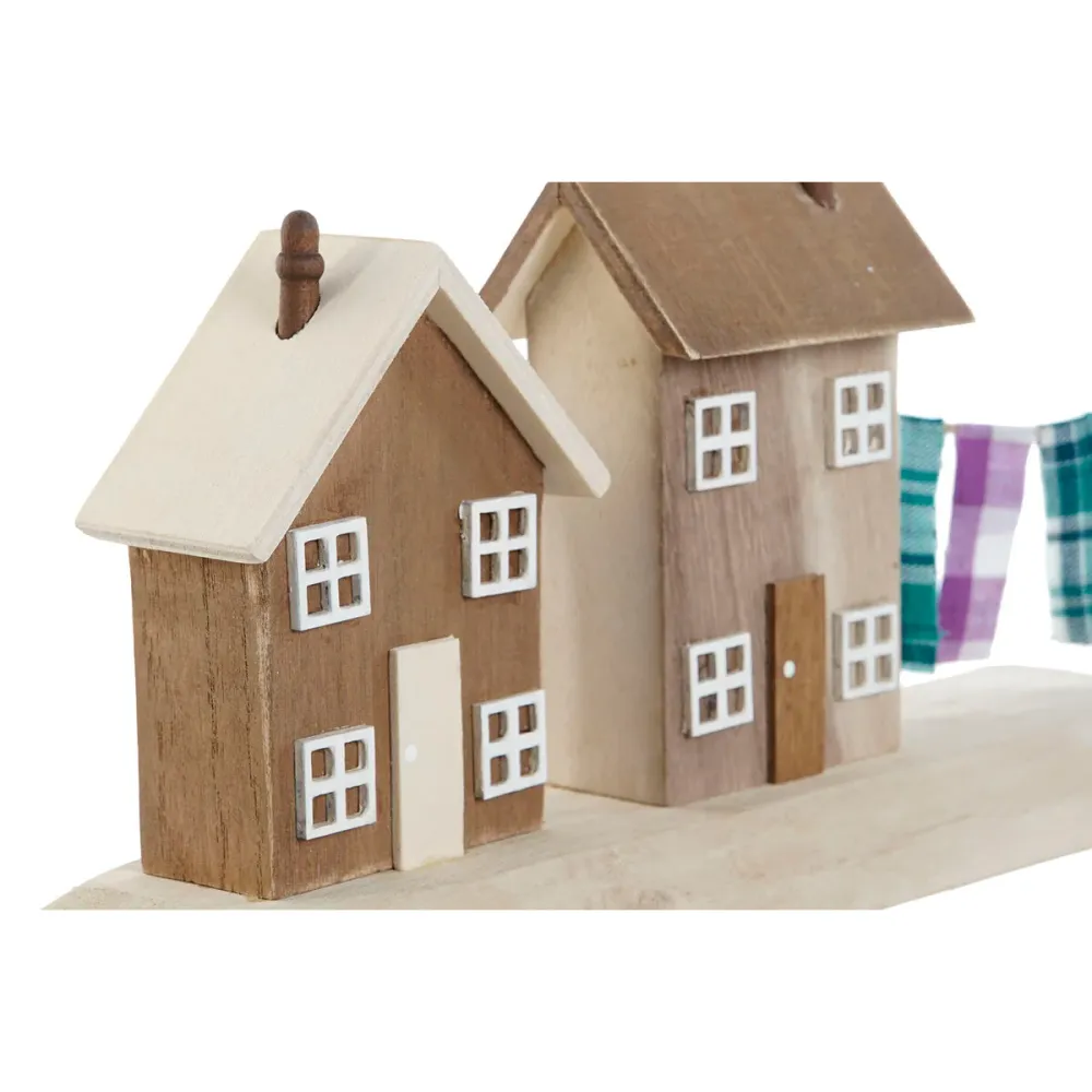 Koristehahmo Home ESPRIT Sininen Punainen Monivärinen Talot 25,5 x 9 x 13,5 cm (2 osaa)