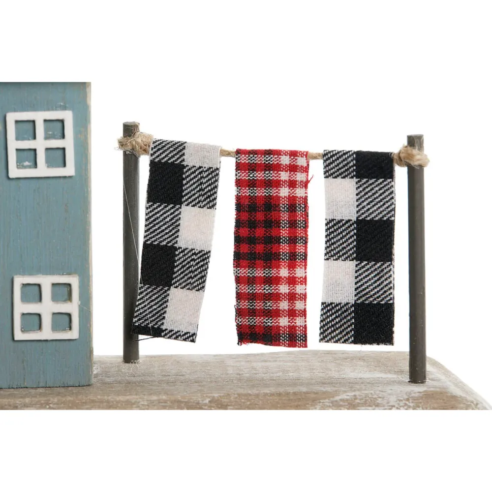 Koristehahmo Home ESPRIT Sininen Punainen Monivärinen Talot 25,5 x 9 x 13,5 cm (2 osaa)