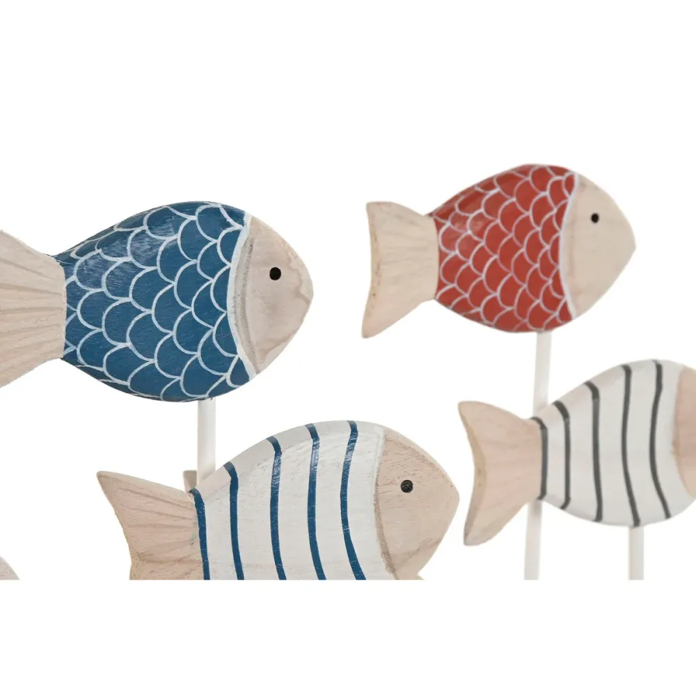 Koristehahmo Home ESPRIT Sininen Valkoinen Punainen Kalat 17 x 6 x 25 cm (2 osaa)