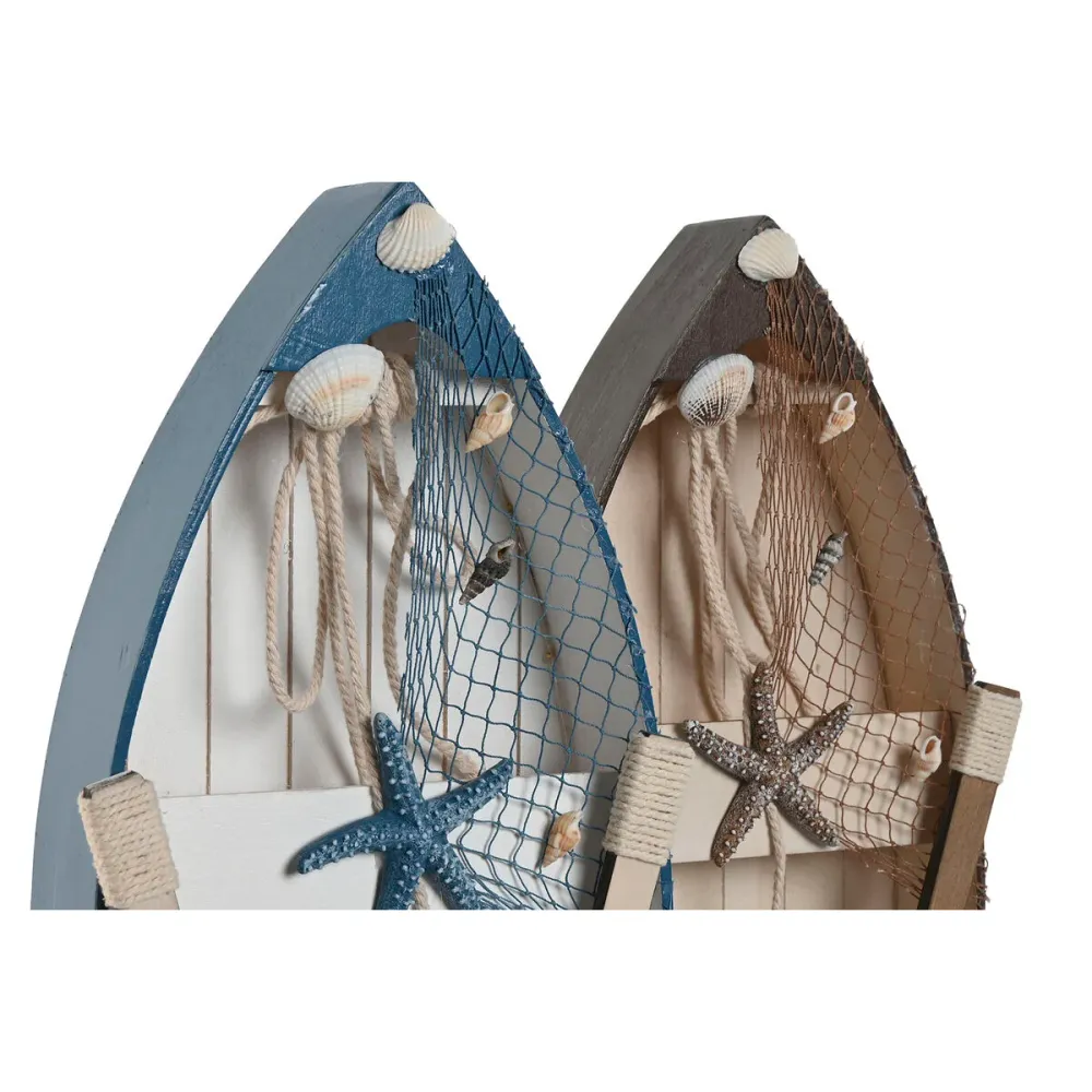 Koristehahmo Home ESPRIT Sininen Valkoinen Ruskea 20 x 7 x 40 cm (2 osaa)