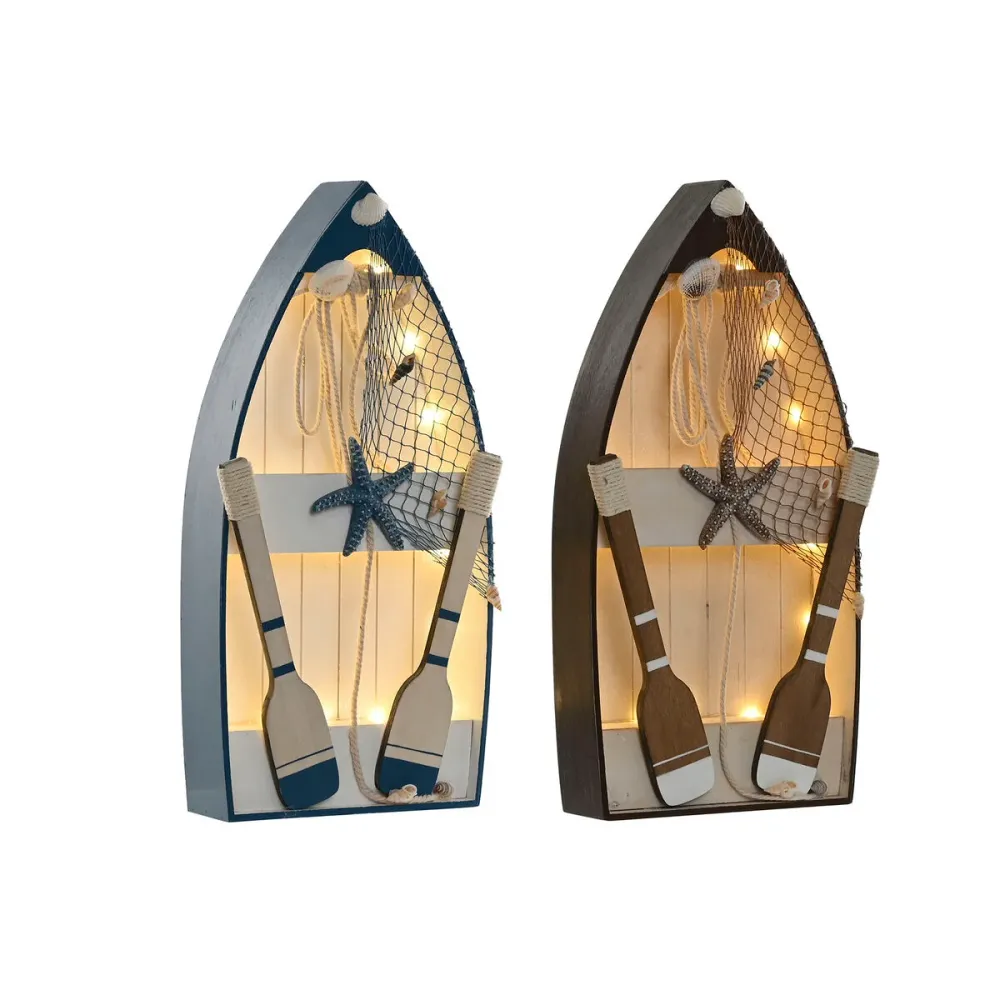 Koristehahmo Home ESPRIT Sininen Valkoinen Ruskea 20 x 7 x 40 cm (2 osaa)