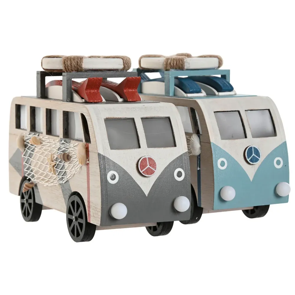 Koristehahmo Home ESPRIT Sininen Valkoinen Terrakotta 22 x 7 x 14 cm (2 osaa)