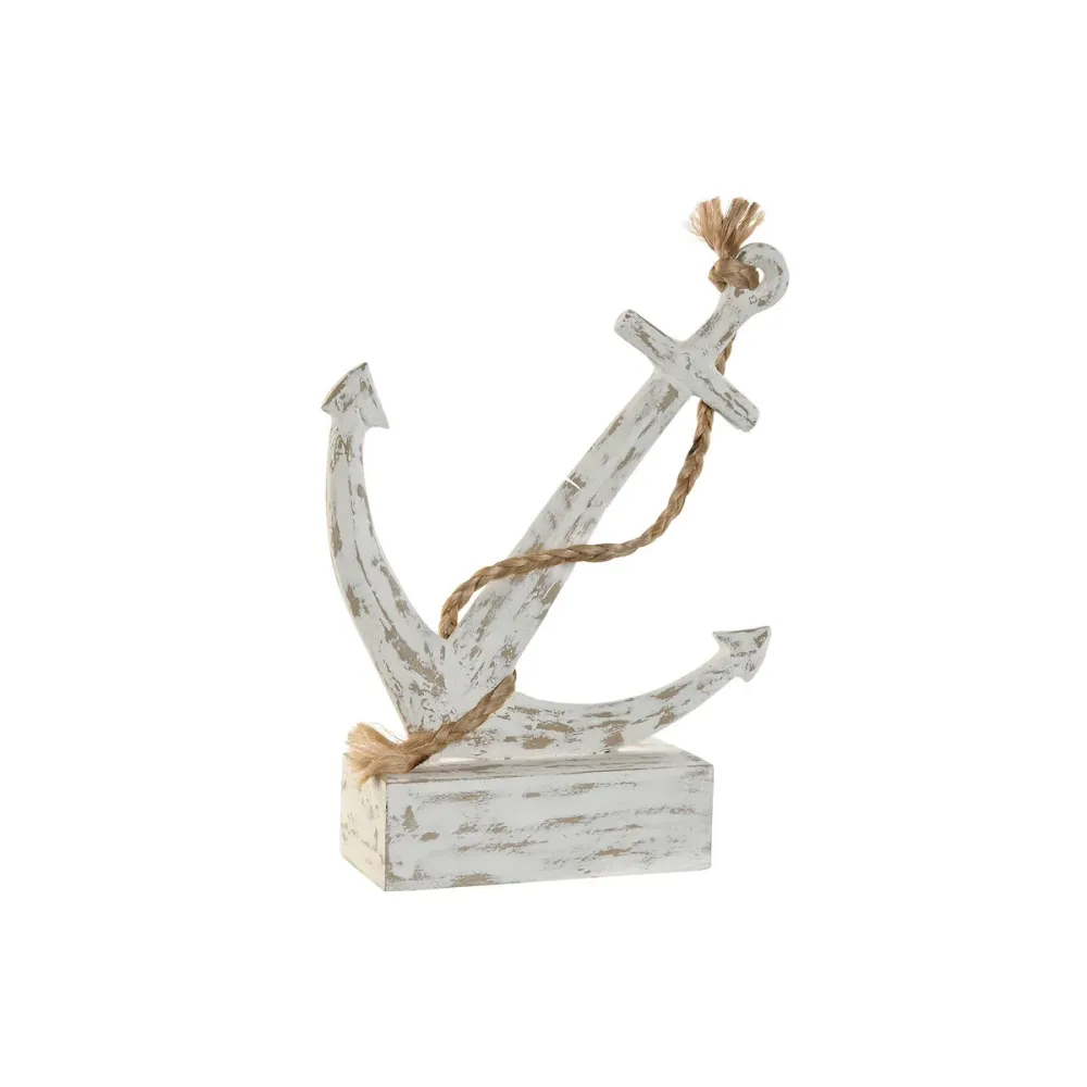 Koristehahmo Home ESPRIT Valkoinen Ankkuri Välimeren Riisuttu 31 x 7,5 x 40 cm