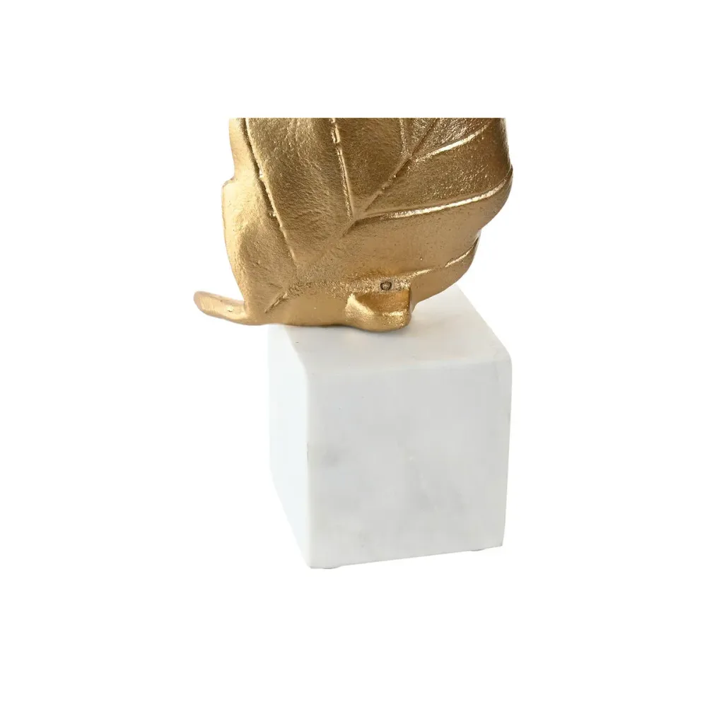 Koristehahmo Home ESPRIT Valkoinen Kullattu Kasvien lehtiä 20 x 7 x 22 cm
