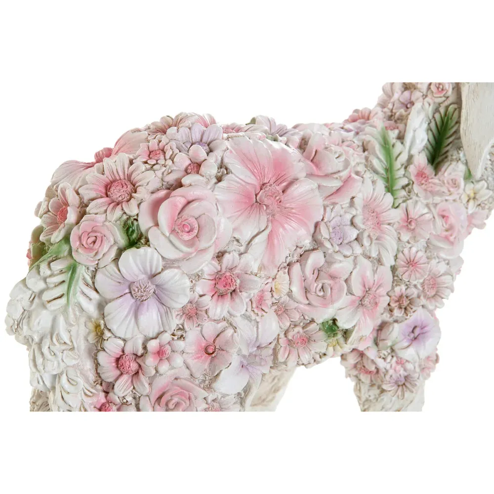 Koristehahmo Home ESPRIT Valkoinen Monivärinen Gėlės 34 X 13,5 X 18,5 cm (2 osaa)