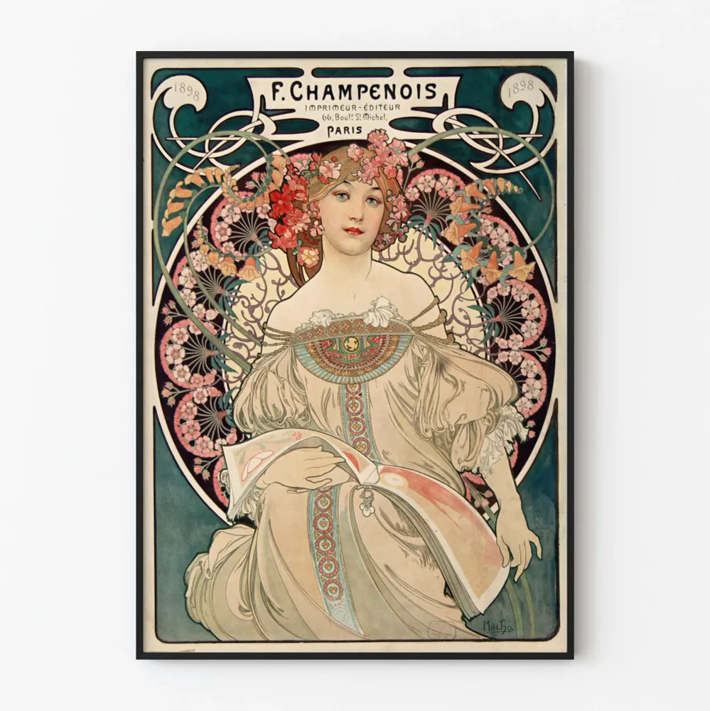 Koristejuliste Art Nouveau F. Champenois 1898 Mucha