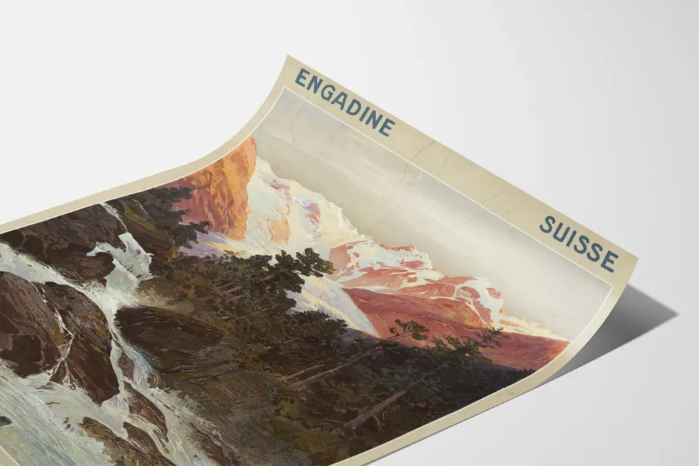 Koristejuliste Bernina Bahn Engadine Sveitsi - Maisemajuliste vuoristomaisemasta