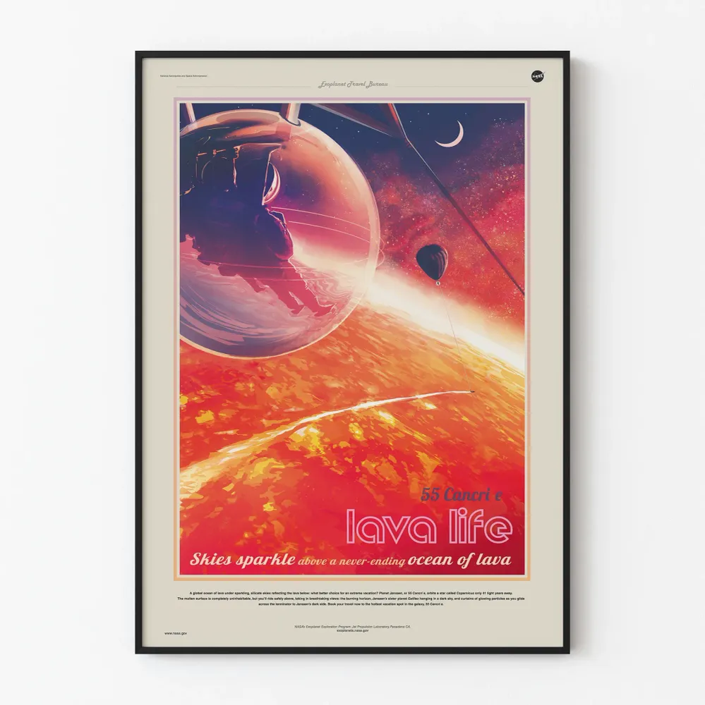 Koristejuliste 55 Cancri e Tuliplaneetta - Juliste avaruudesta ja astronautista