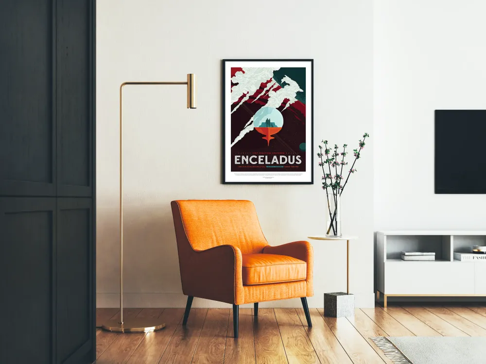 Koristejuliste Enceladus, Saturnuksen kuu ja sen geiserit