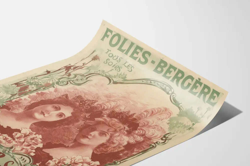 Koristejuliste Folies Bergère - Hengler Sisters -laulajat ja tanssijat amerikkalaiset
