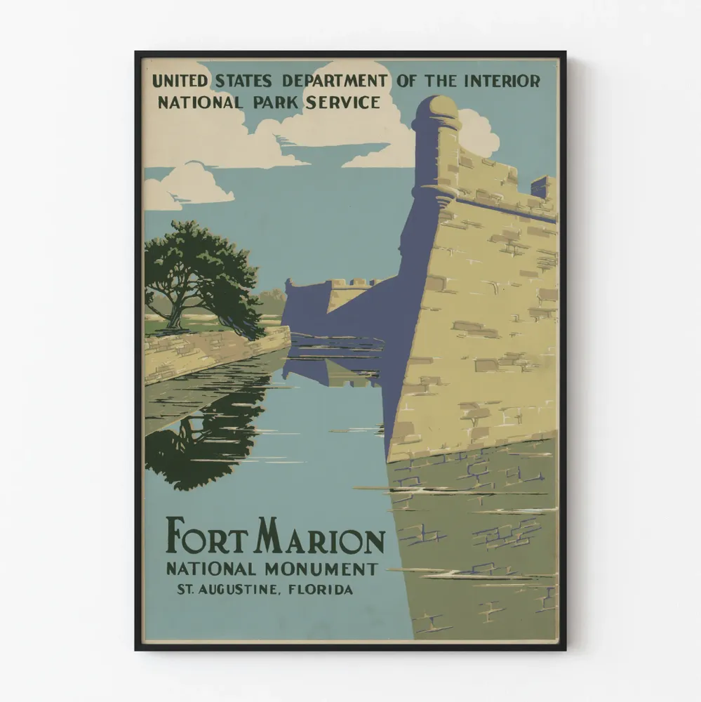 koristejuliste Fort Marionin kansallismonumentti Floridasta vintage