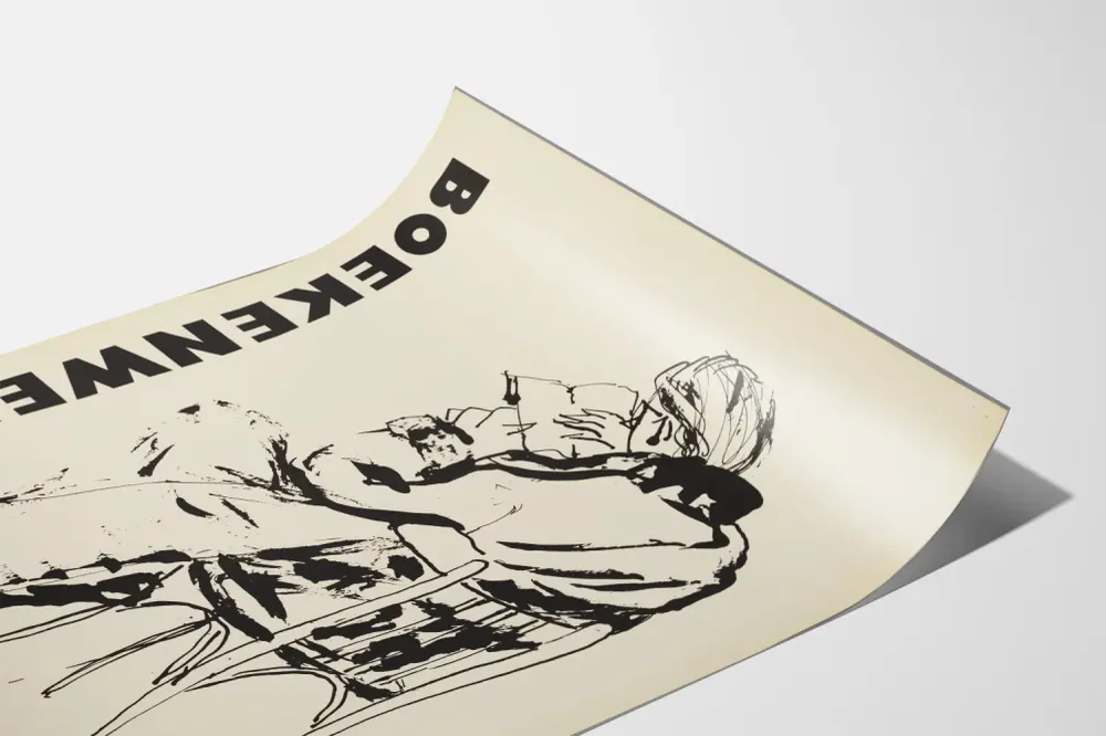 Koristejuliste Kirjaviikon 30. maaliskuuta - 6. huhtikuuta, mustavalkoinen
