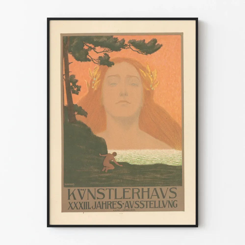 Koristejuliste Kunstlerhausin kanssa muotokuvasta ja luonnosta