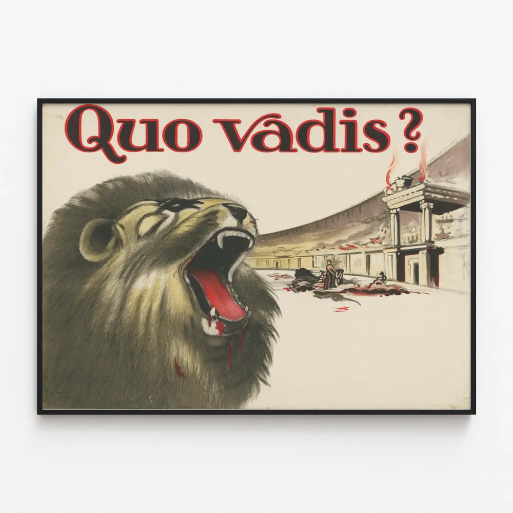 Koristejuliste Leijonaa karjuva Quo Vadis historialliseksi seinäkoristeeksi