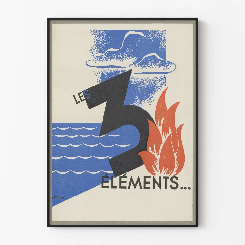 koristejuliste Les 3 Elementin graafinen suunnittelu vintage