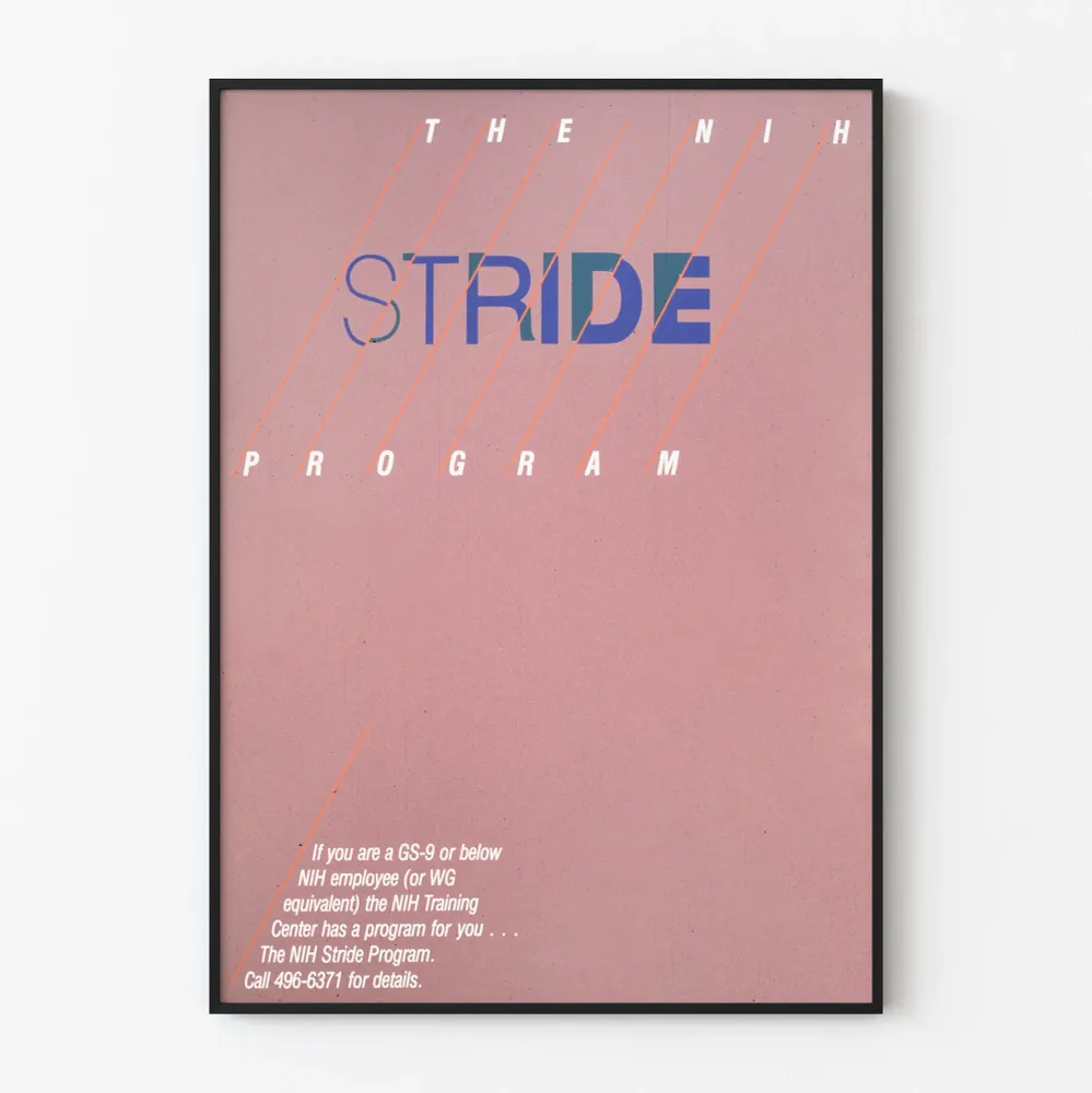 Koristejuliste NIH Stride -ohjelman minimalistinen muotoilu