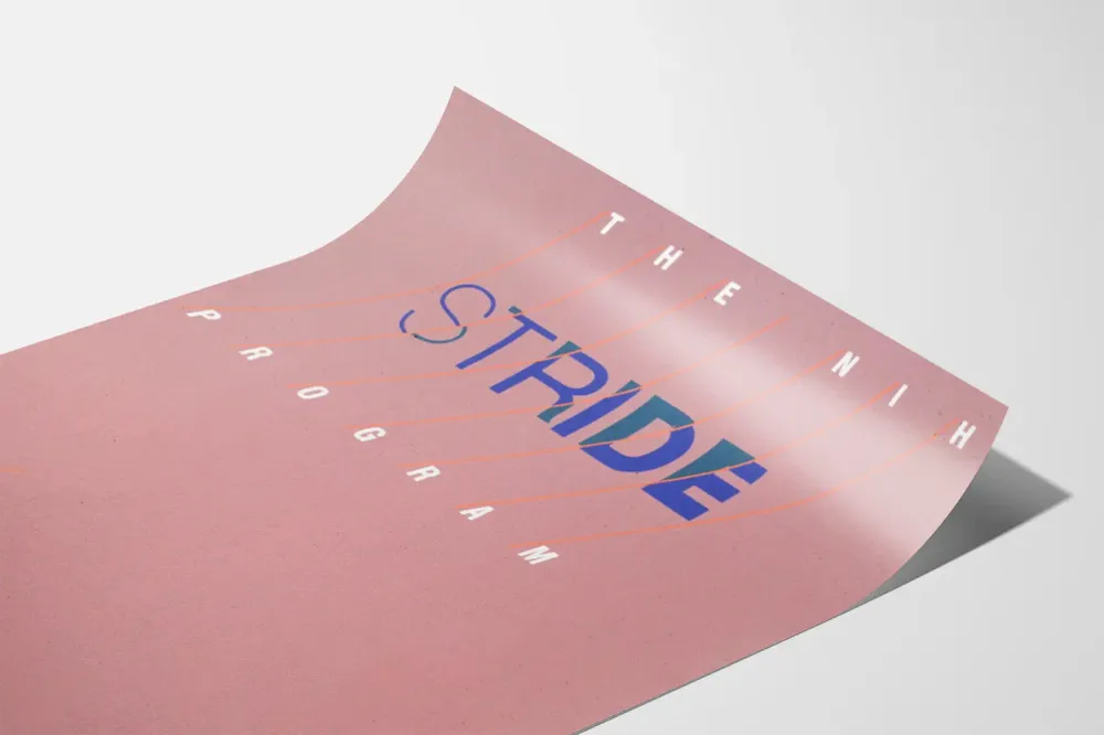 Koristejuliste NIH Stride -ohjelman minimalistinen muotoilu