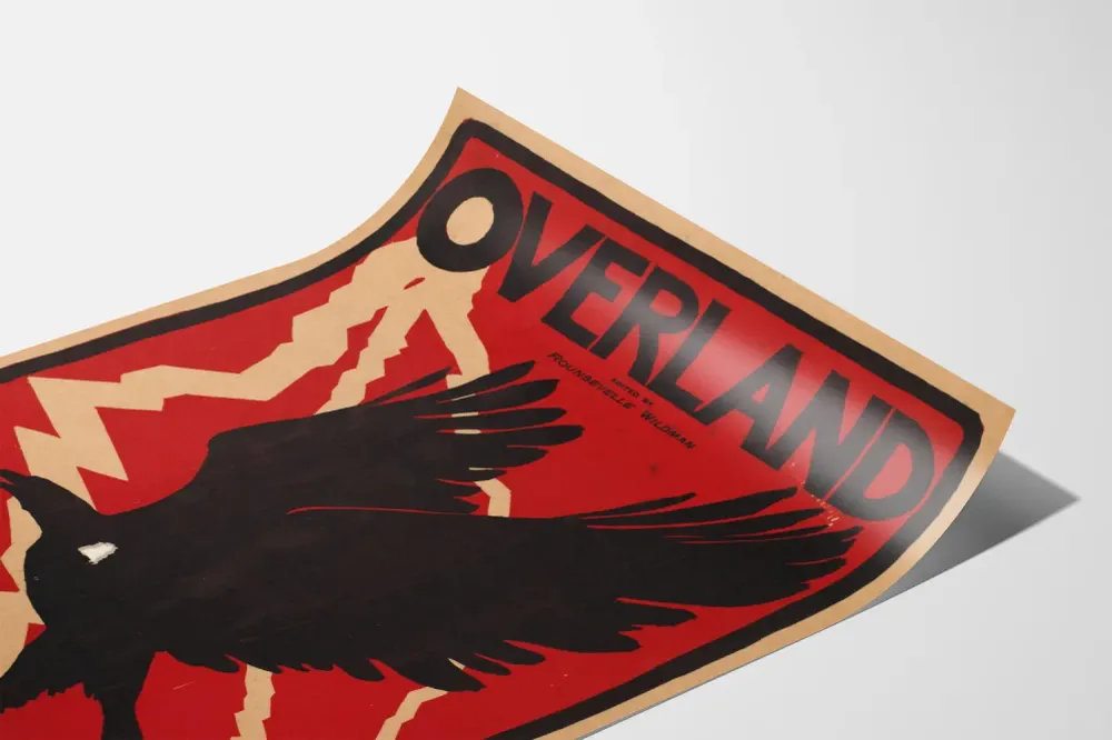 Koristejuliste Overland heinäkuulta, jossa lentävä kotka