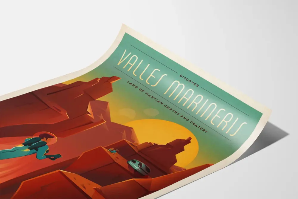 Koristejuliste Valles Marineris - Tulevaisuuden Marsmaiset maisemat