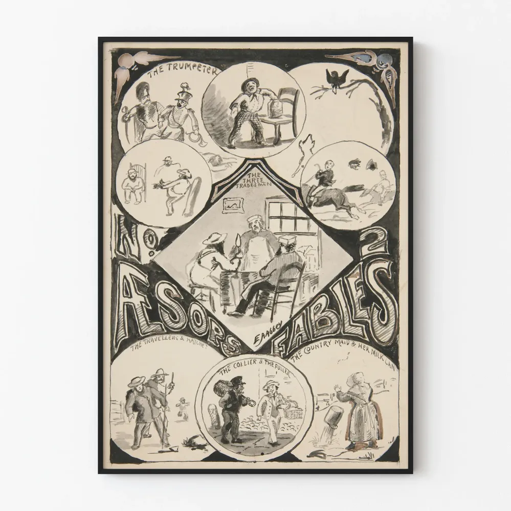Koristejuliste vintage Aesopin sadut